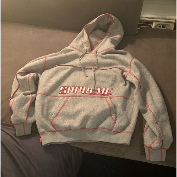 Supreme Cross Stitch hoodie Grey and Red size Large - Picture 1 of 5